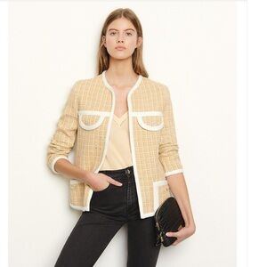 Sandro Beige and White Tweed Blazer